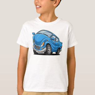 T-shirt Voiture de dessin animé bleue