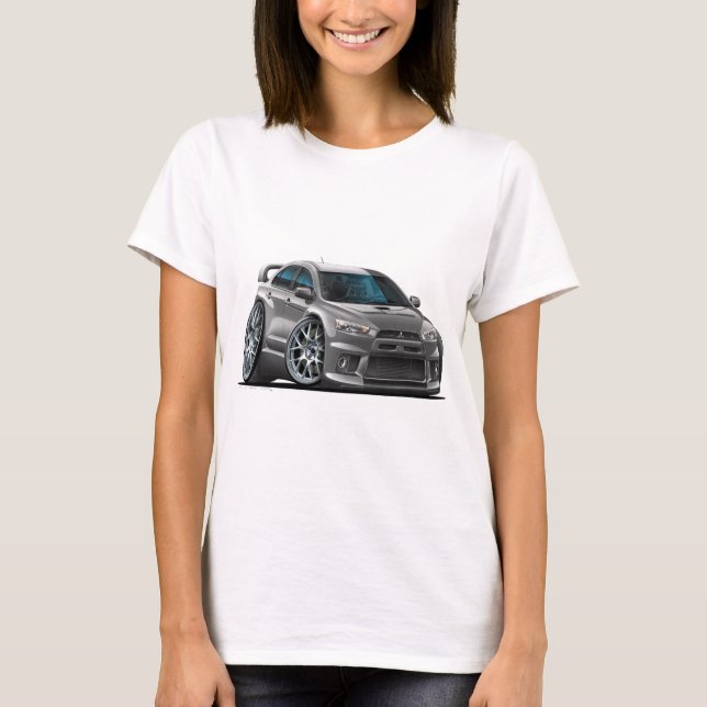 T-shirt Voiture de gris de Mitsubishi Evo (Devant)