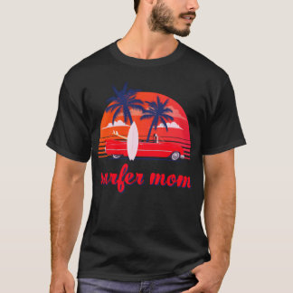 T-shirt Voiture de maman surfeuse et amie Palmiers amie