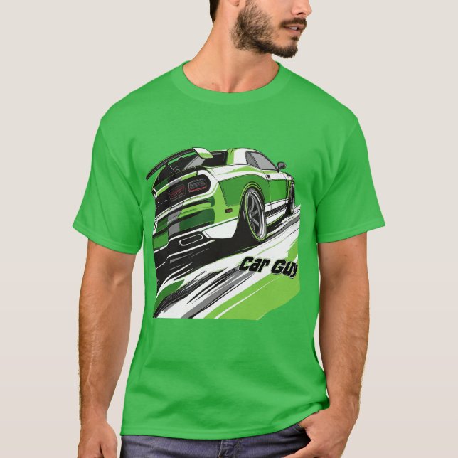 T-shirt Voiture de Muscle vert brillant Guy Turbo Sport Ra (Devant)