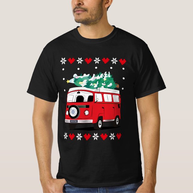 T-shirt voiture de Noël funky (Devant)