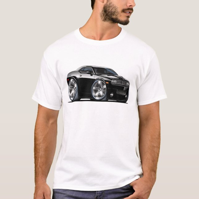 T-shirt Voiture de noir de challengeur de Dodge (Devant)