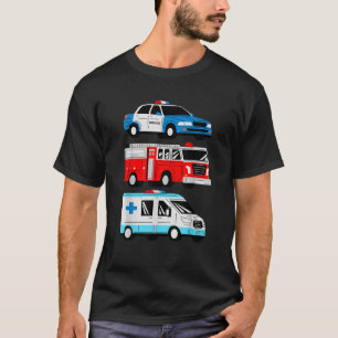 T-shirt Voiture de police Camion de pompiers Ambulance Pre