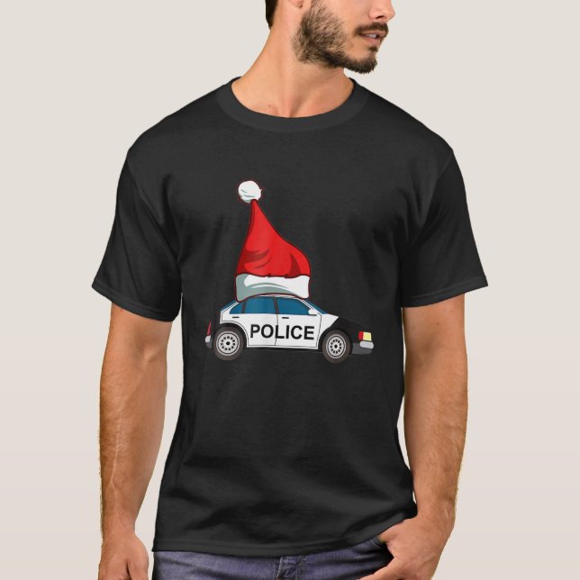 T-shirt Voiture de police T Noël Santa Hat Thémémémée Tee (Devant)