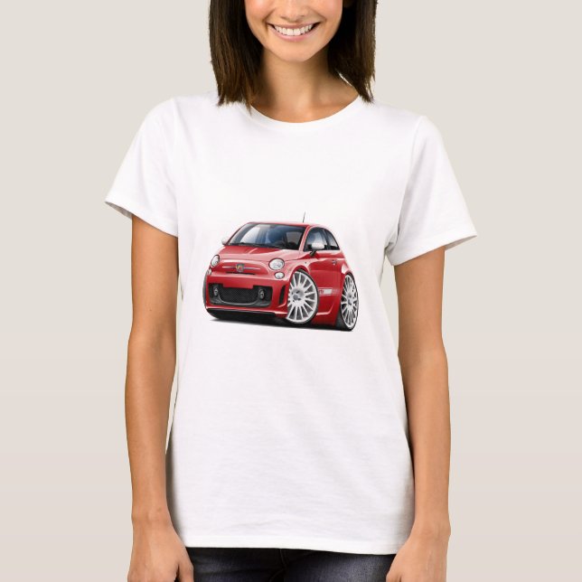 T-shirt Voiture de rouge de Fiat 500 Abarth (Devant)