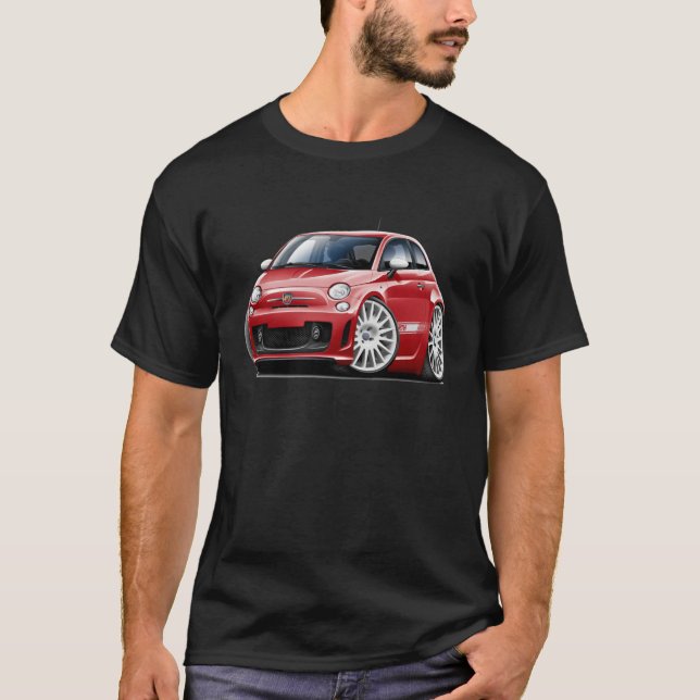 T-shirt Voiture de rouge de Fiat 500 Abarth (Devant)