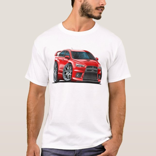 T-shirt Voiture de rouge de Mitsubishi Evo (Devant)