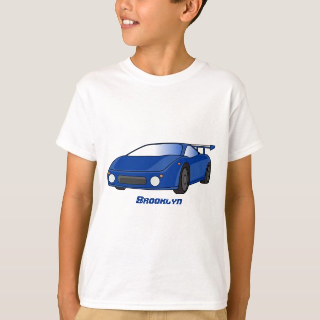 T-shirt Voiture de sport bleue avec illustration airfos (Devant)