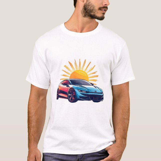 T-shirt Voiture de sport de course stylisée (Devant)
