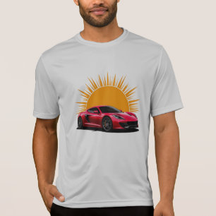 T-shirt Voiture de sport élégante sur fond de coucher de s