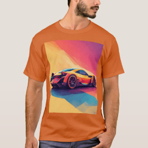 T-shirt Voiture de sport géométrique Design de couleur aud