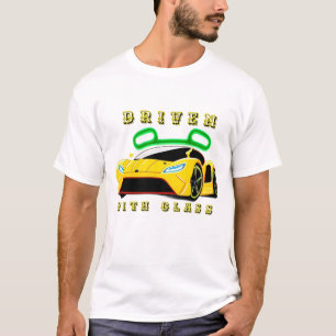 T-shirt Voiture de sport jaune futuriste avec éléments néo