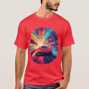 T-shirt Voiture de sport rouge vibrant dans un design en s