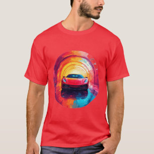 T-shirt Voiture de sport rouge vibrant dans un design en s