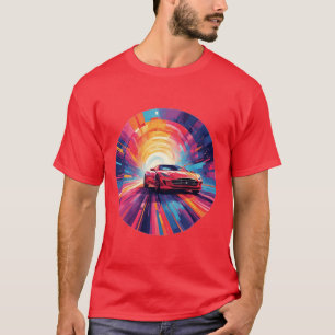 T-shirt Voiture de sport rouge vibrant dans un design en s