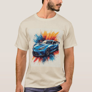 T-shirt Voiture De Sport Stylisée Avec Brosse Dynamique