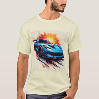 T-shirt Voiture De Sport Stylisée Avec Brosse Dynamique