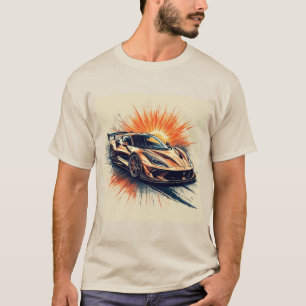 T-shirt Voiture de sport stylisée avec des coups de pincea