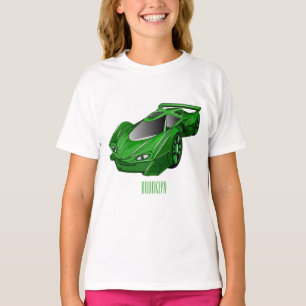 T-shirt Voiture de sport verte avec illustration d'aileron