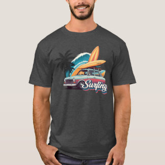 T-shirt Voiture de surf vintage vintage