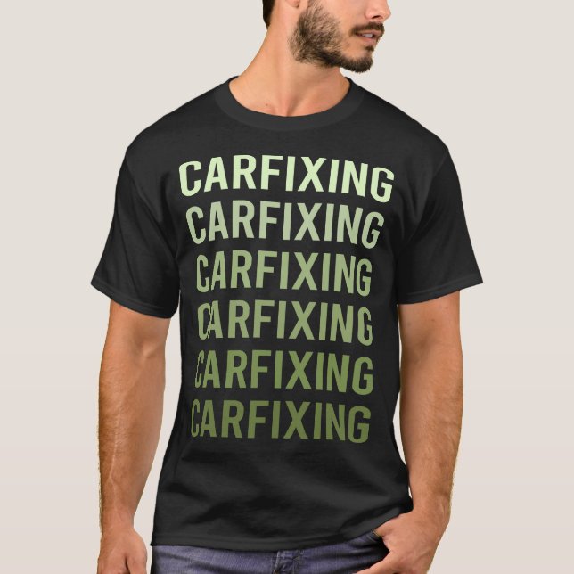 T-shirt Voiture de texte vert réparation (Devant)