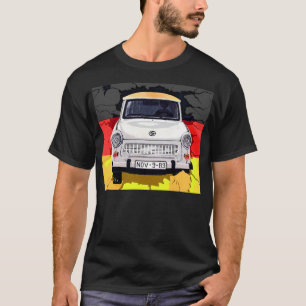 T-shirt Voiture de Trabant et drapeau allemand, mur de