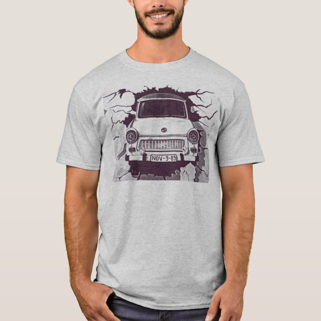 T-shirt Voiture de Trabant, noir et blanc, mur de Berlin (Devant)
