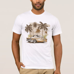 T-shirt Voiture décapotable classique vintage palmier trop