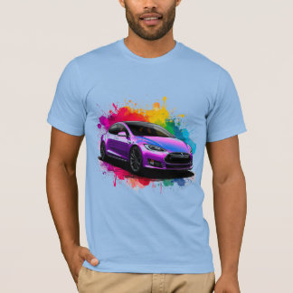 T-shirt Voiture électrique avec éclaboussures de couleur v