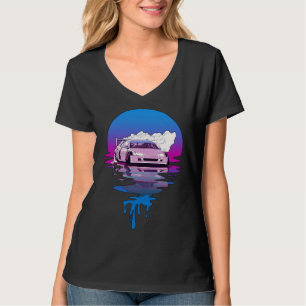 T-shirt Voiture en dérive au coucher du soleil rétro vinta