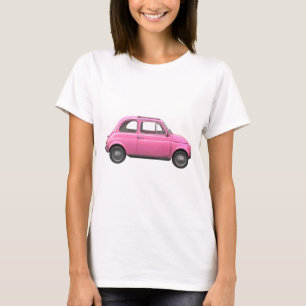 T-shirt Voiture italienne vintage de Fiat 500 roses