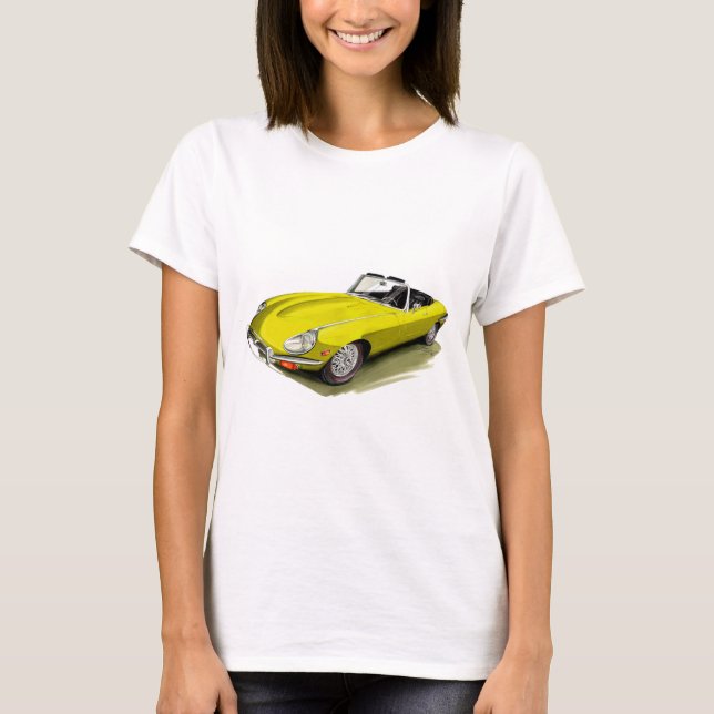 T-shirt Voiture jaune de Jaguar XKE (Devant)