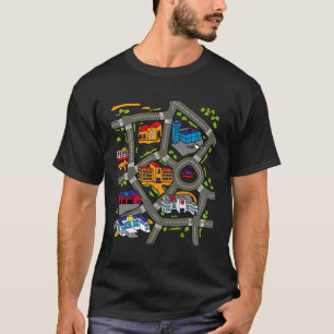 T-shirt Voiture Jouer Mat Race Track Road Map Illustration