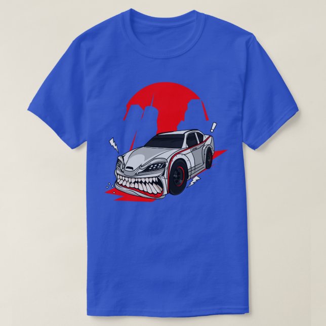 T-shirt Voiture monstrueuse à vitesse blanche (Design devant)