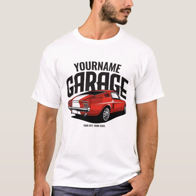 T-shirt Voiture Muscle Personnalisée 1967 Garage Fastback  (Devant)