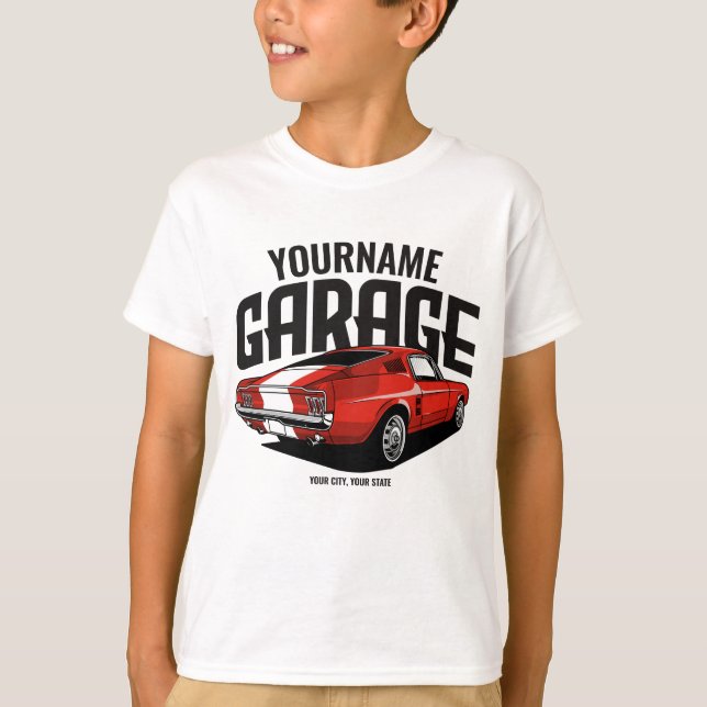 T-shirt Voiture Muscle Personnalisée 1967 Garage Fastback  (Devant)