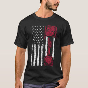 T-shirt Voiture Musclée à Piston de Drapeau Américain