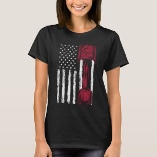 T-shirt Voiture Musclée à Piston Drapeau Américain