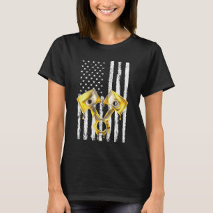 T-shirt Voiture Musclée à Piston Drapeau Américain 10