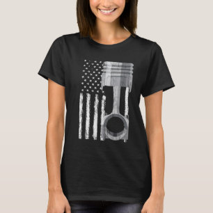 T-shirt Voiture Musclée à Piston Drapeau Américain 2