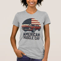 Voiture Musclée Américaine Vintage Drapeau Chemise