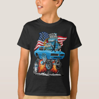 T-shirt Voiture Musclée des Années 60 Patriotique Drôle de