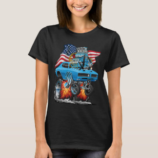 T-shirt Voiture Musclée des Années 60 Patriotique Drôle de