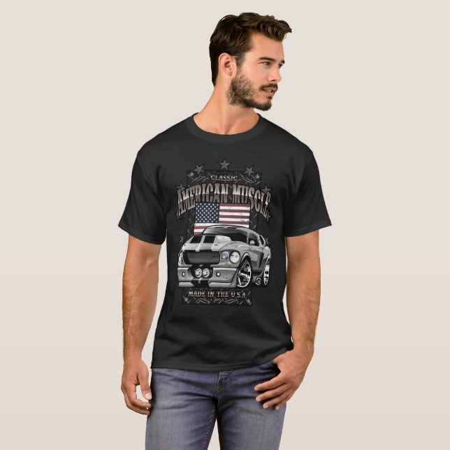 T-shirt Voiture musculaire américaine classique (Devant entier)