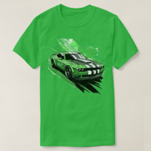 T-shirt Voiture Musculaire Vert Turbo Sport Race Car