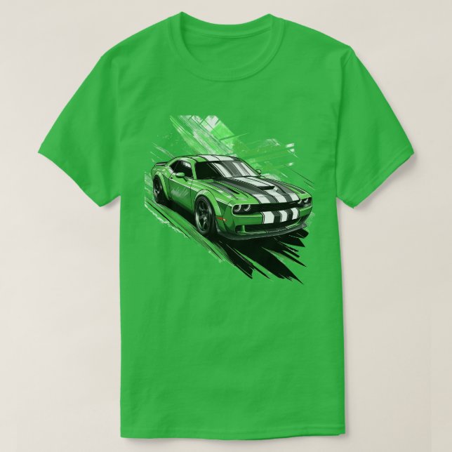 T-shirt Voiture Musculaire Vert Turbo Sport Race Car (Design devant)