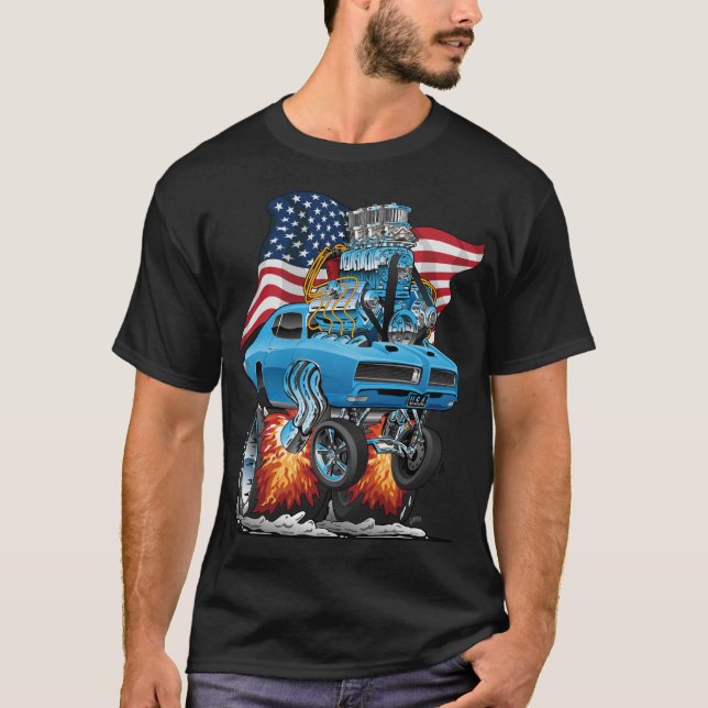 T-shirt Voiture musicale américaine patriotique des années (Devant)