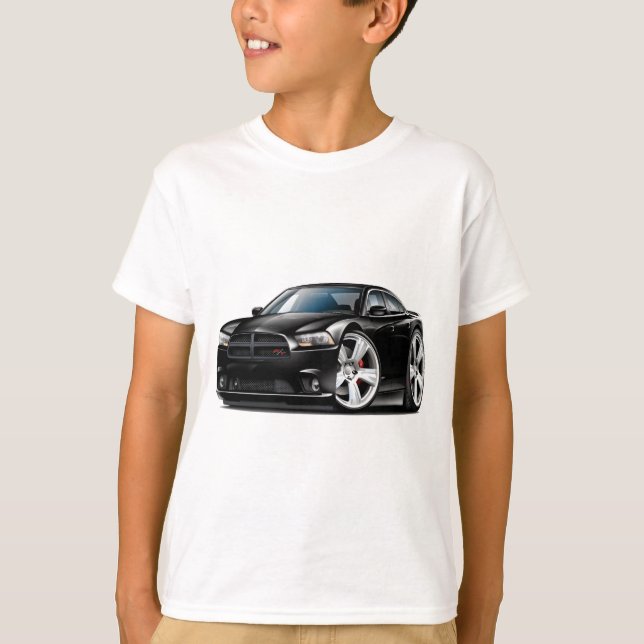 T-shirt Voiture noire du chargeur droite de Dodge (Devant)