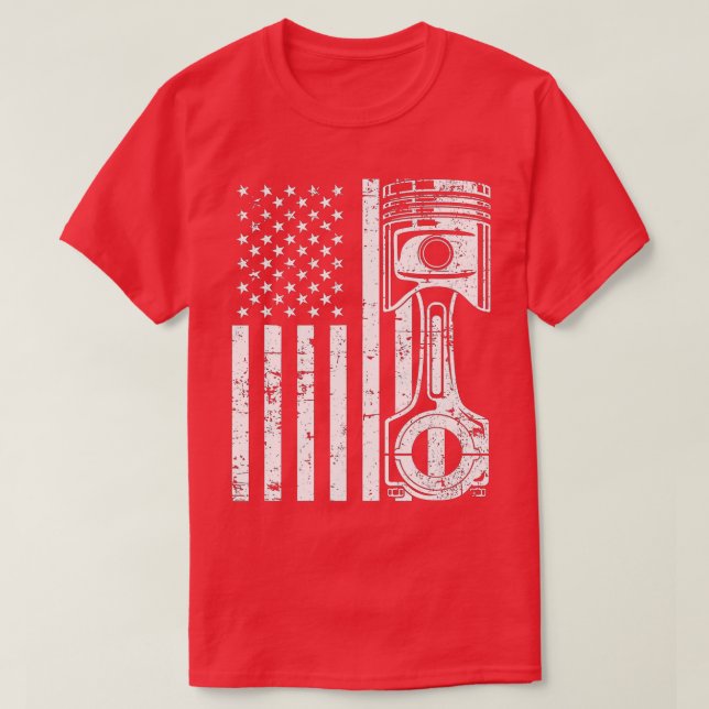 T-shirt Voiture Patriotique American Flag Piston Muscle Vi (Design devant)