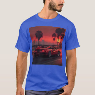 T-shirt Voiture rouge dans la ville ami